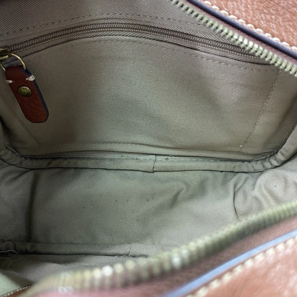 J CREW Women's Signet Crossbody Purse Chestnut‎ Brown Italian leather Bag 6x8x3